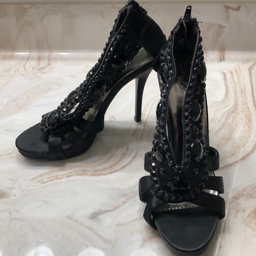Black heels with beading